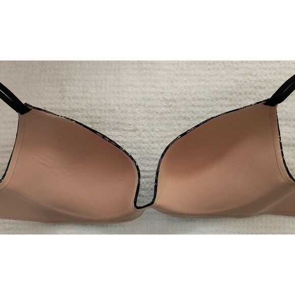 Victoria's Secret Bra Size 34D Angels Secret Embrace Black Lace Over Beige EUC - Picture 4 of 9
